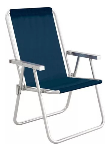 Cadeira De Praia Alta Sannet Alumínio Até 120kg Azul Marinho