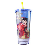 Vaso Con Popote De Acrílico Dragon Ball Goku Niño 710 Ml Color Azul