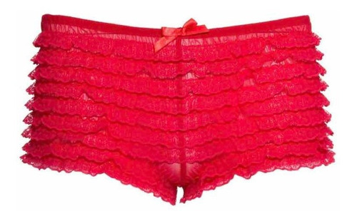 Leg Avenue Micromesh Lave Ruffle Tanga Short Rojo One Size