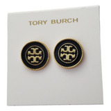 Aretes Tory Burch Redondos Logo Dorado Central 