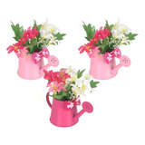 3 Mini Vasinhos Flores Vasos Regador Decoração Quarto Menina