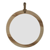 Espejo Circular, De 55cm Con Base De Madera 