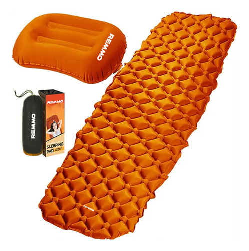 Colchón Inflable Remmo Sp01-p  Color Naranja De  58cm X 188cm X 5cm