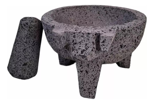 Molcajete Piedra Volcánica Artesanal Tradicional 8 Pulgadas 