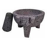 Molcajete Piedra Volcánica Artesanal Tradicional 8 Pulgadas 