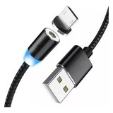 Cable Usb Magnético Micro Usb Gira 360 Grados Luz Led