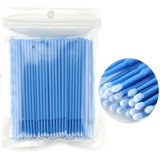 Microbrush Microescova Bastonete Cílios Pontas Finas 100un Cor Azul