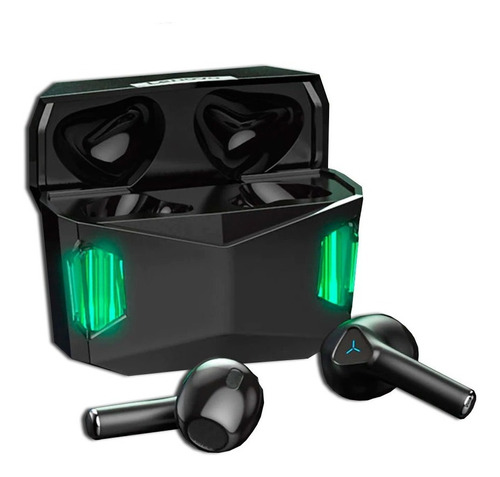 Audífonos Lenovo In-ear Gamer Gm5 Tws, Audio Deportivo, Hifi Color Negro Color De La Luz Verde