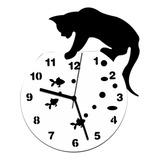 Reloj De Pared Acrílico Con Diseño Moderno De Gato Travieso