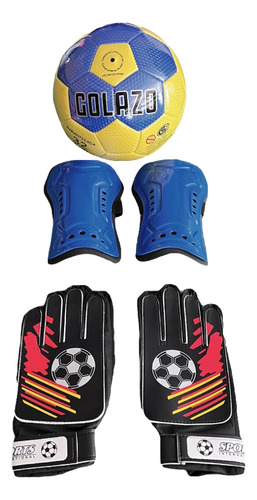 Kit Set Futbol Pelota + Guantes + Canillera Regalo Promo