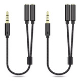 2pz Cable Divisor De Audio 3.5 Mm Para Micrófono Y Audifonos