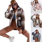 Chaqueta De Manga Larga A Cuadros Para Mujer Otoño/invierno