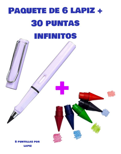 6 Pz Color Infinito + 30 Puntas Magico Reutilizables Escolar