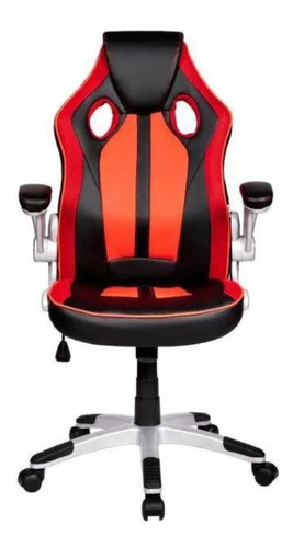 Cadeira Gamer Couro Pu Preta E Vermelha Pelegrin Pel-3009