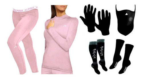 Conjunto Termico+guantes+mascara+medias Pp+medias Gruesas Cu