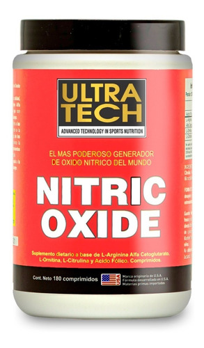 Oxido Nitrico X 180 Comprimidos Ultra Tech Masa Muscular Sabor Sin Sabor