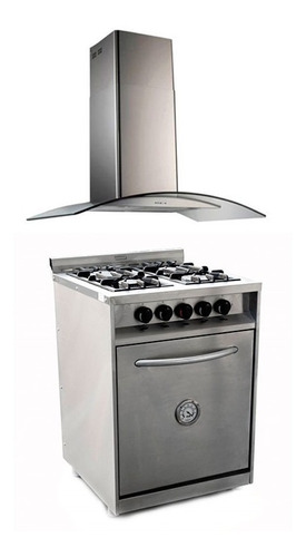 Combo Cocina 55cm Horno 5 Molde Luqma Campana Lacar 60cm Tst