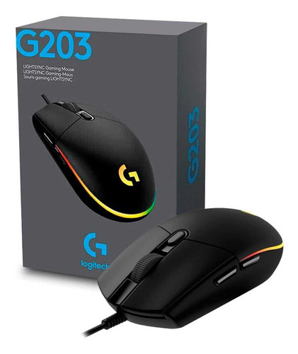 Mouse Gamer Logitech G203 Lightsync Negro Rgb Sin Uso