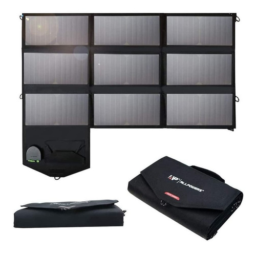 Cargador Solar Plegable De 60w C/ Adaptador Bateria Portatil