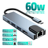 Hub Usb Tipo C 5 X 1 Hdmi Ideal Para Tablet Samsung E iPad