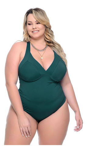 Maiô Plus Size Preto Azul G1 G2 G3 G4 54 Praia Piscina Hidro