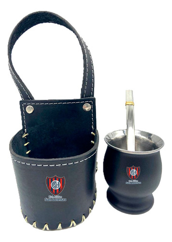 Mate Acero Y Porta Mate Cuero Para Auto San Lorenzo