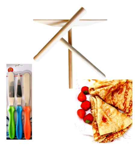 Utensilios Para Crepas, Kit 2 Pzs + 3  Espatulas 23 Cm