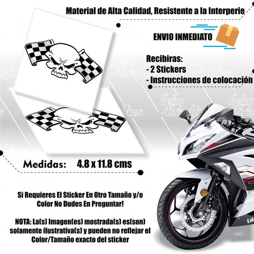 Par Calcomania Sticker Calavera Skull Banderas Efx Moto Ss