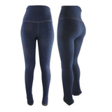 Calza Algodon Leggins Tejido Tipo Jeans Tiro Alto - Nacional