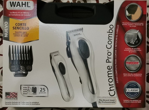 Cortadora De Cabello Wahl Chrome Pro Combo 25 Pz 