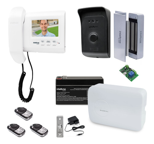 Kit Vídeo Porteiro C/ Fechadura Eletroímã Wifi E 3 Controles