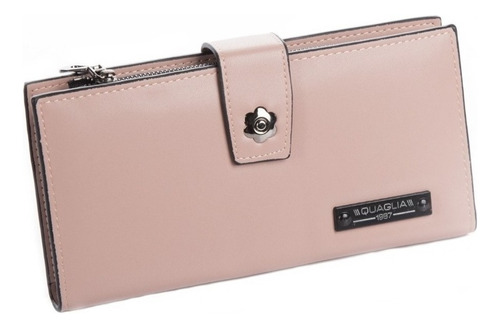 Billetera Mujer Peach Quaglia Color Rosa Diseño De La Tela Liso