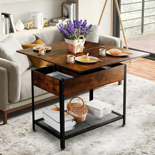 Mesa De Café Elevable Con Almacenamiento Oculto Y Mesa De Co