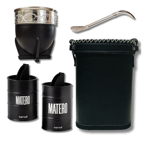 Set Matero Bolso Galon Mate Imperial Calabaza Latas Bombilla