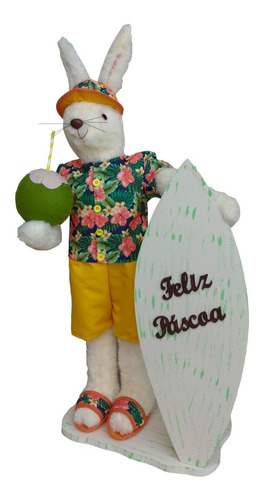 Boneco Coelho De Páscoa Artesanal 85cm Coelhinho Surfista