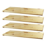 Kit 4 Prateleiras 60x20 Reta Painel Pinus + Suporte Incluso Cor Natural