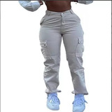 Pantalones Joggers Tipo Cargo Pants Blancos De Mujer C