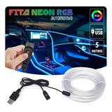 Fita Led Painel Fiat 500 2010 Luz Interna 5m Rgb Tomada Usb