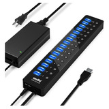 Power Usb Hub 3.0, Divisor Usb Atolla De 16 Puertos Con Adap