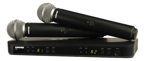 Sistema Sem Fio Shure Duplo Microfone Sm58 Blx288br + Nota Cor Preto