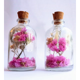 10 Botellas Frasco De Vidrio Con Flores Secas Souvenirs Deco