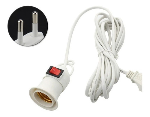 Soquete E27 Con Interruptor Cable 8 Mts Enchufe Color De La Luz Blanco