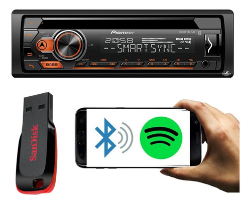 Aparelho Som Automotivo Toca Cd Pioneer Bluetooth + Pendrive