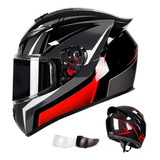Casco Abatible Moto Deportivo Diseño Certificado Negro +rojo