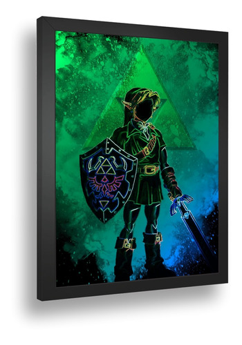 Quadro Decorativo Poste Zelda Ocarina Of Time Link Vidro A3
