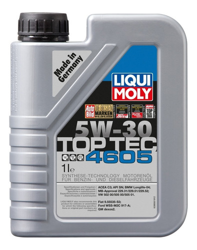 Liqui Moly Top Tec 4605 5w30 Aceite Sintetico Dexos 2 1lt.