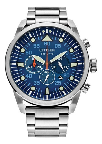 Reloj Citizen Avion A143c-02, 45 Mm, Acero Inoxidable Azul, Plateado