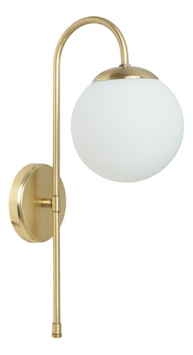 Aplique Curvo Large Dorado Con Globo 15cm. E27 Luz Desing