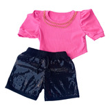 Conjunto Infantil Short E Cropped Roupa Blogueirinha Diva