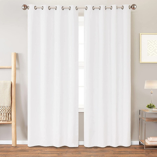100 Blackout White Curtain For Bedroom 84 Inch Length W...